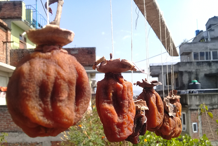  
The sun and the wind add deeper flavors to the drying fruit. 

